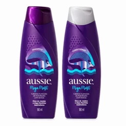 Kit Shampoo + Condicionador Aussie Mega Moist 180ml – Hidratação Intensa