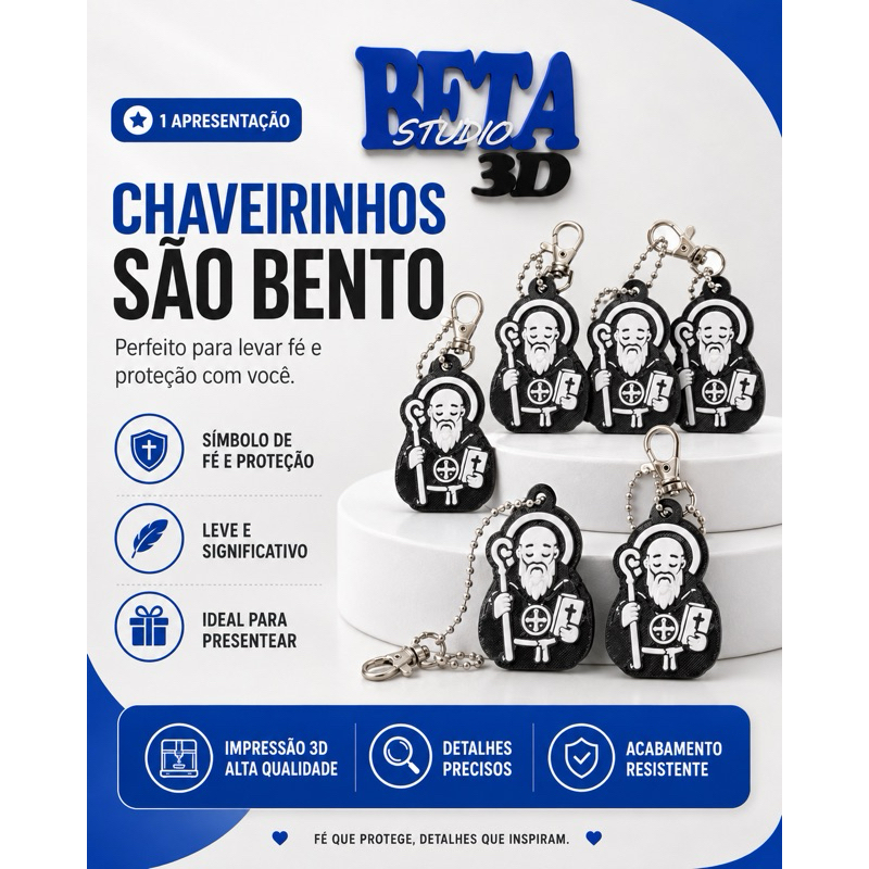 Chaveiro São Bento Religioso Católico Medalha Proteção Presente