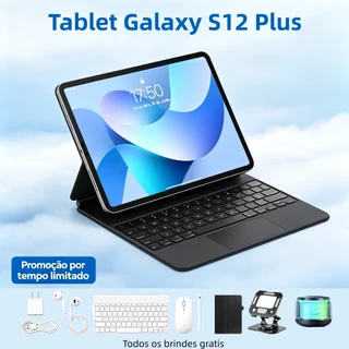 Tablet Galaxy S12 Plus 16 GB + 512 GB, 12,8 polegadas, HD, 12.000 mAh, Android 15, para estudos e tr