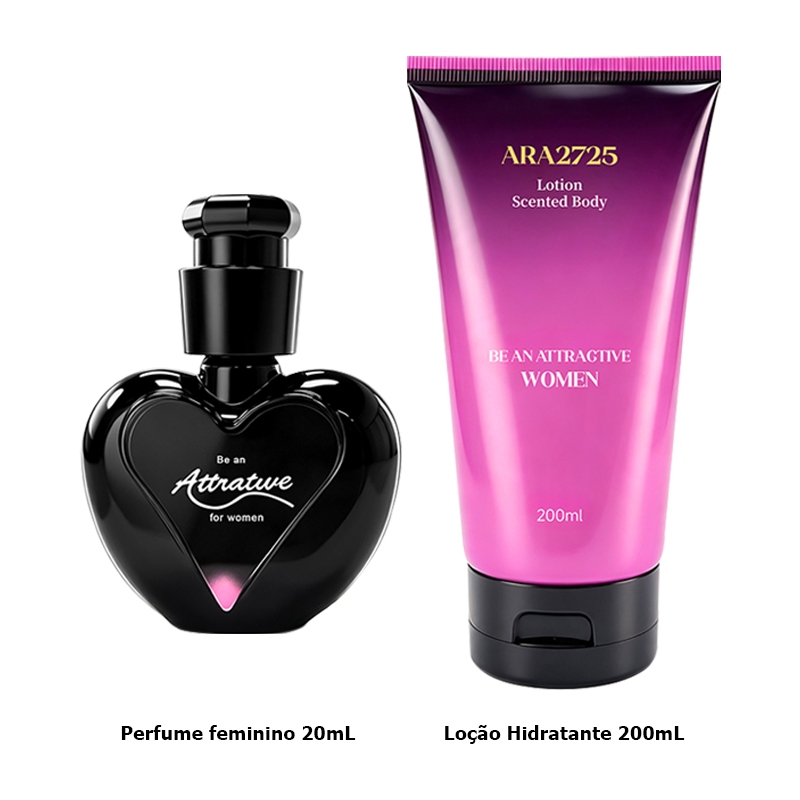 Kit Perfume Feminino + Loção Hidratante fragrância de longa duração Corporal Desodorante