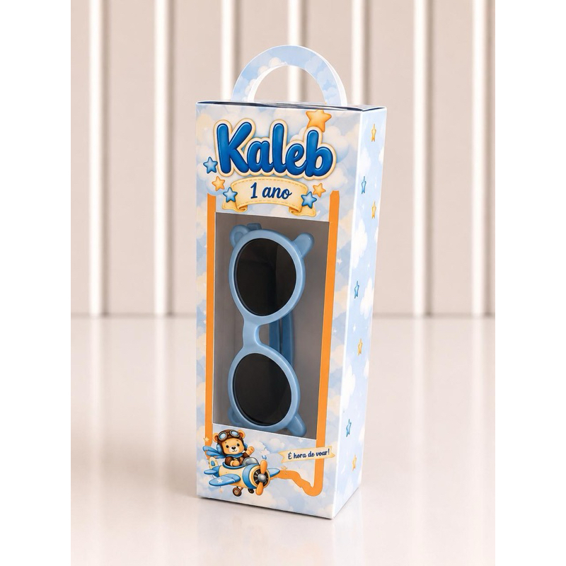 Caixa personalizada para óculos infantil tema Urso aviador / lembrancinha infantil / brinde de festa infantil