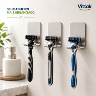 Suporte Porta Lâmina Barbear Inox Aparelho Gillette Gilete Barbeador Dupla Face Cola - 1, 2, 5 ou 10 unidades