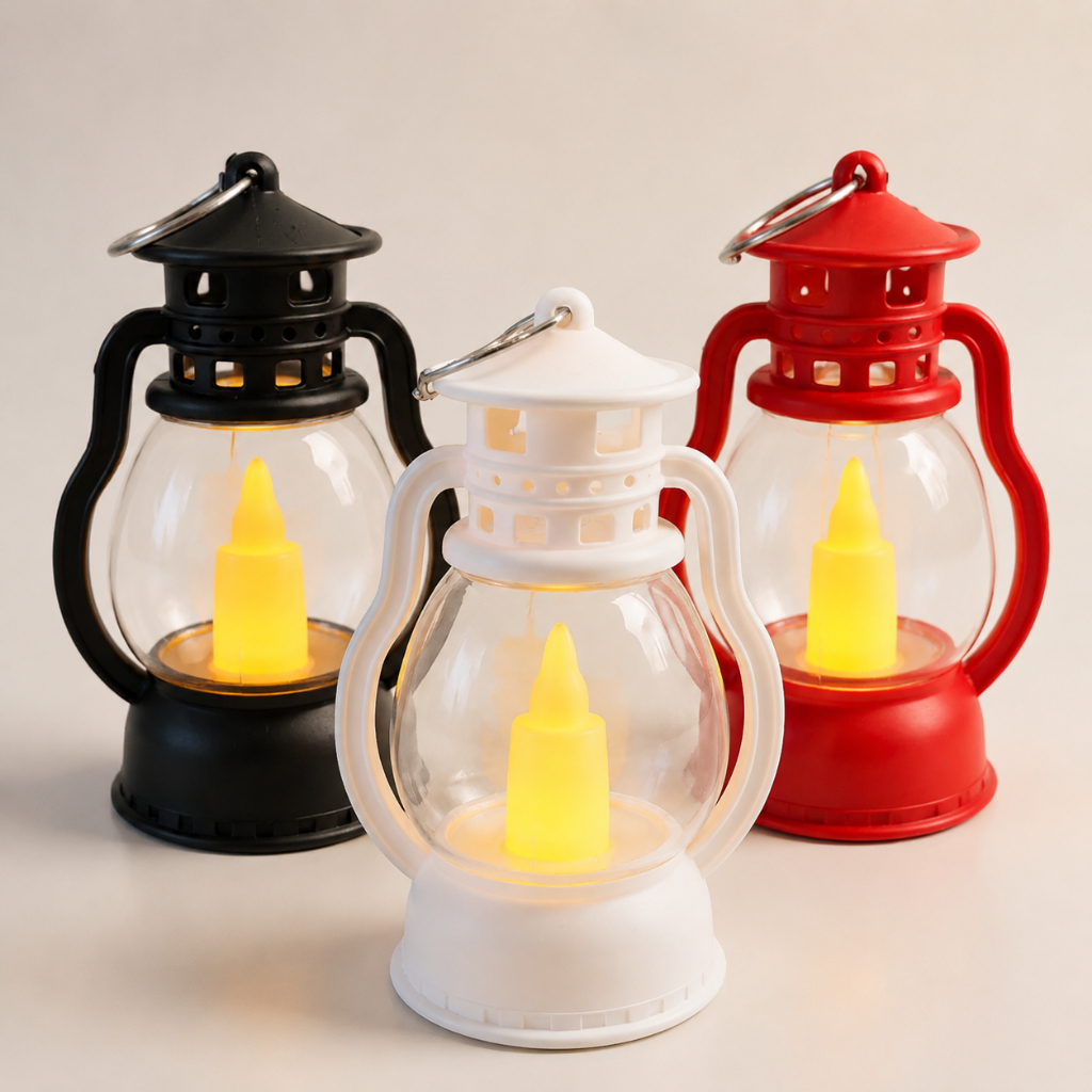 Mini Vela Lampião Decorativo com Led - Vermelho, Branco, Preto - 5x9x4cm | Home, Casamento, Aniversário, Natal