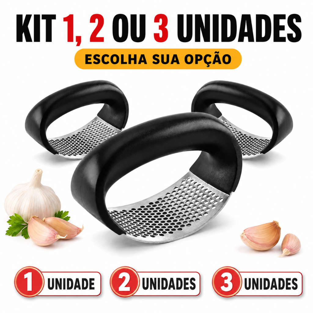 1 A 3 Unidades Espremedores de Alho Manual Inox Amassador