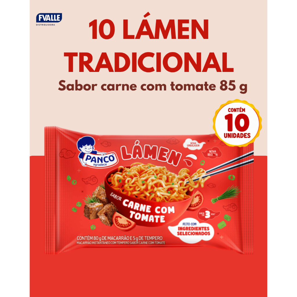 KIT COM 10 Lámen sabor carne com tomate tradicional 85 g