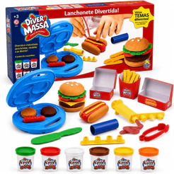Kit Massinha Lanchonete Com Moldes Divertida Brinquedo Infantil 6 Potes De Cores Massa Modelar Soft Forminha Colorida