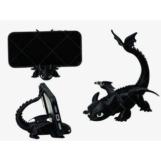 Suporte para Celular Dragão Negro 3D Porta Smartphone de Mesa Decoração Geek