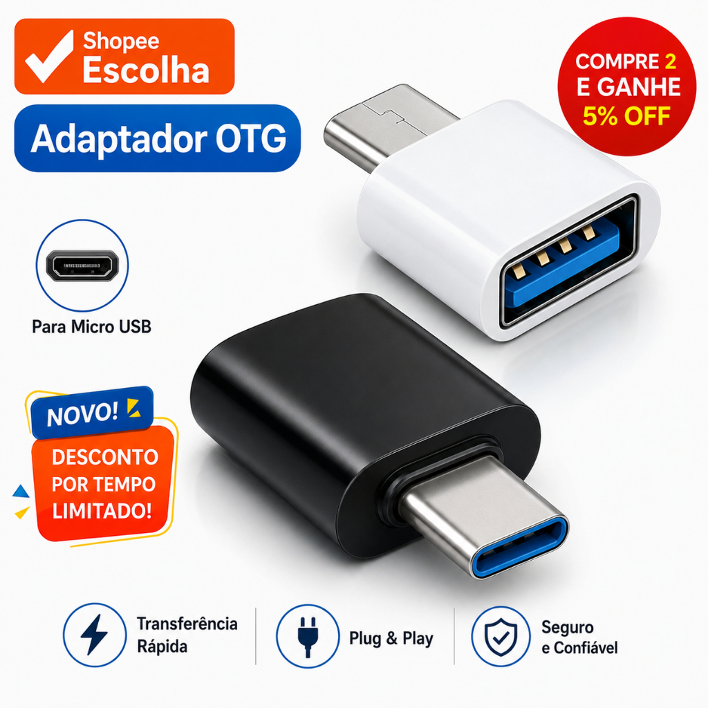 Adaptador USB Tipo C para Transferência de Dados de Computadores e Telefones mouse