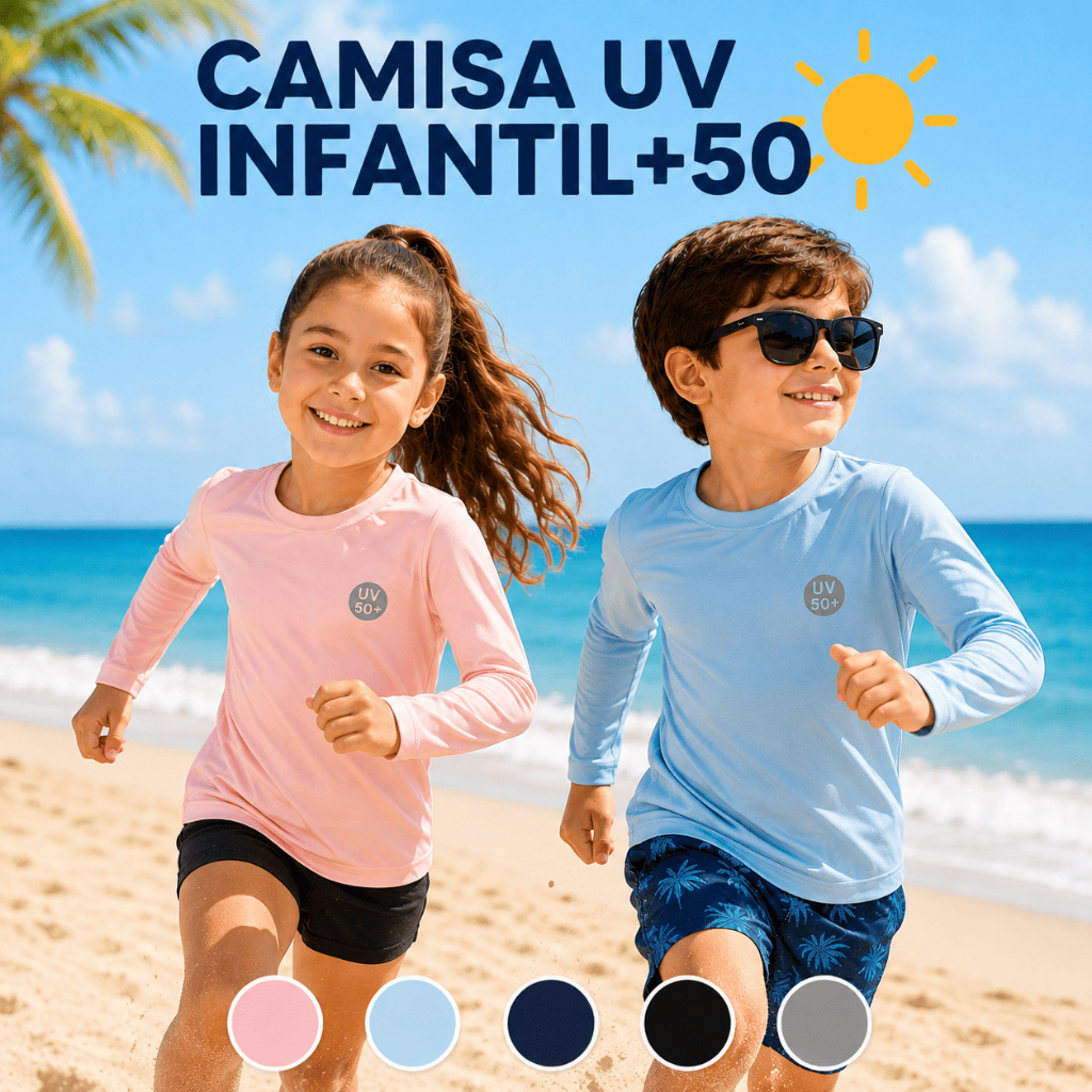 CAMISA PROTEÇÃO UV+50 INFANTIL BLUSA PRAIA VERÃO FÉRIAS TAMANHOS 4,6,8,10,12,16  QUALIDADE E ACABAMENTO PREMIUM