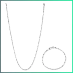 Conjunto Infantil (3x1) - Corrente e Pulseira Banhadas em Prata 925 - Menino- Presente Elegante De Luxo