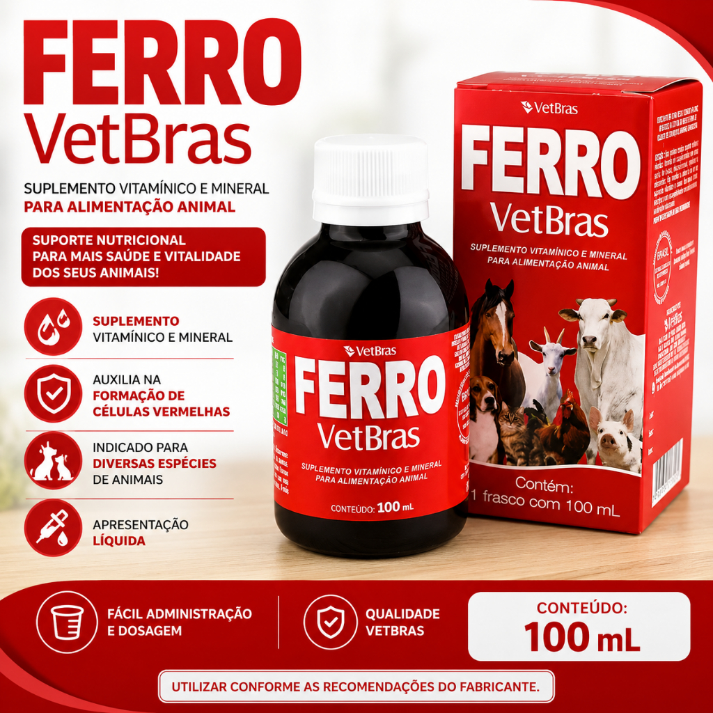 FERRO 100ML VETBRAS SUPLEMENTO - USO VET