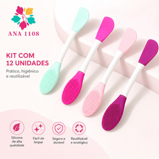 ANA 1108 Conjunto 12unidades Pincel de silicone para aplicação de máscara e esfoliação fa…