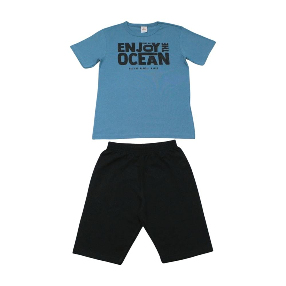 Conjunto Masculino Camiseta Estampa Ocean e Bermuda Moletinho  - Brandili
