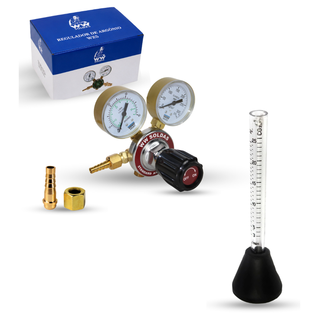 Regulador Argônio W25 Wwsoldas + Fluxometro Bibimetro