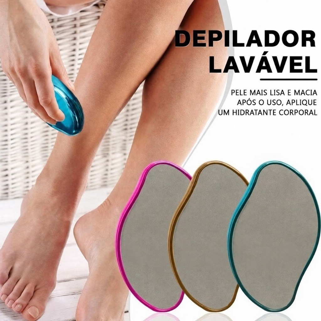 Depilador de Cristal Nano Reutilizável Indolor | Removedor de Pelos Corporais Portátil para Pernas e Braços