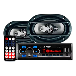 Kit Som Radio Mp3 Bluetooth + 2 Kit Alto Falante 6x9 200w 69 Automotivo Autofalante