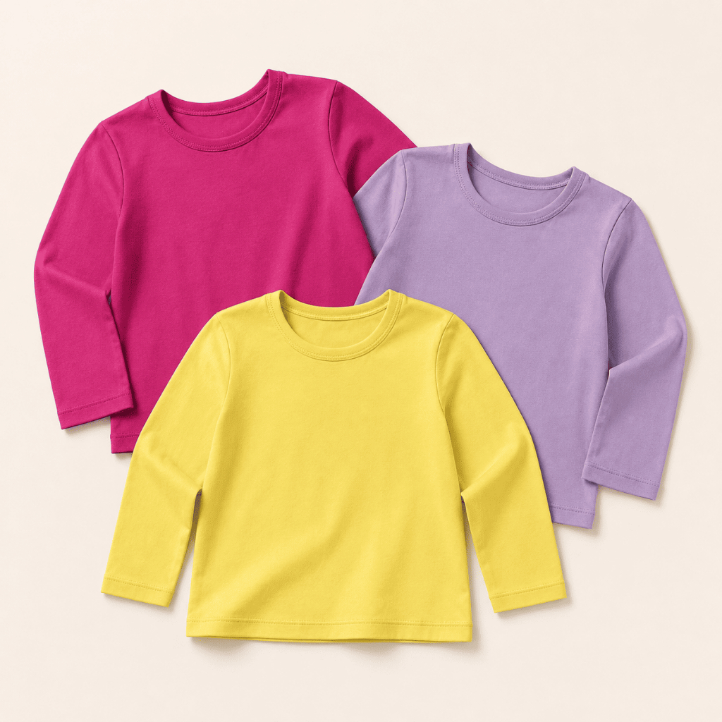Kit 3 Blusas Manga Longa Infantil Menina, Cotton liso 2 ao 14.