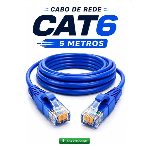 Cabo De Rede Cat6 Ethernet Lan Giga 10/1000 5 Metros 10 Metros 15 Metros