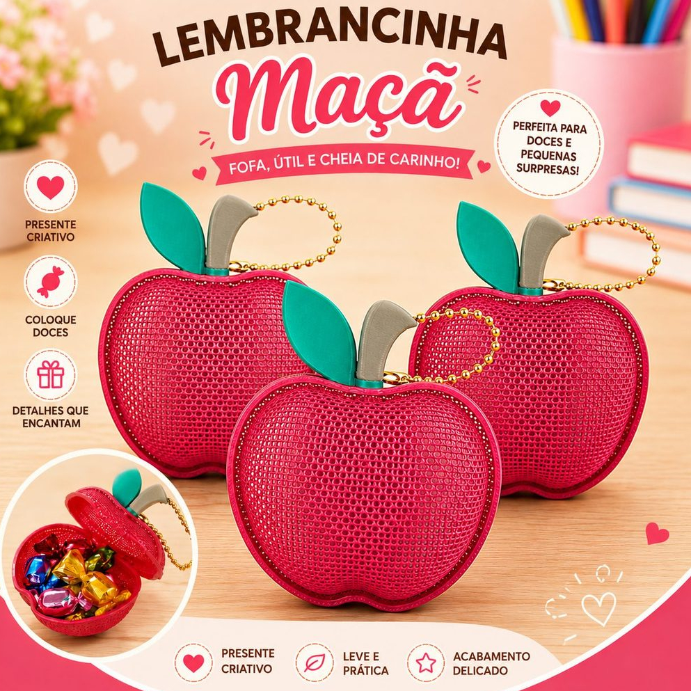 Kit lembrancinha dia do professor chaveiro porta chocolate maça bonito mimo presente mestre educador escola creche