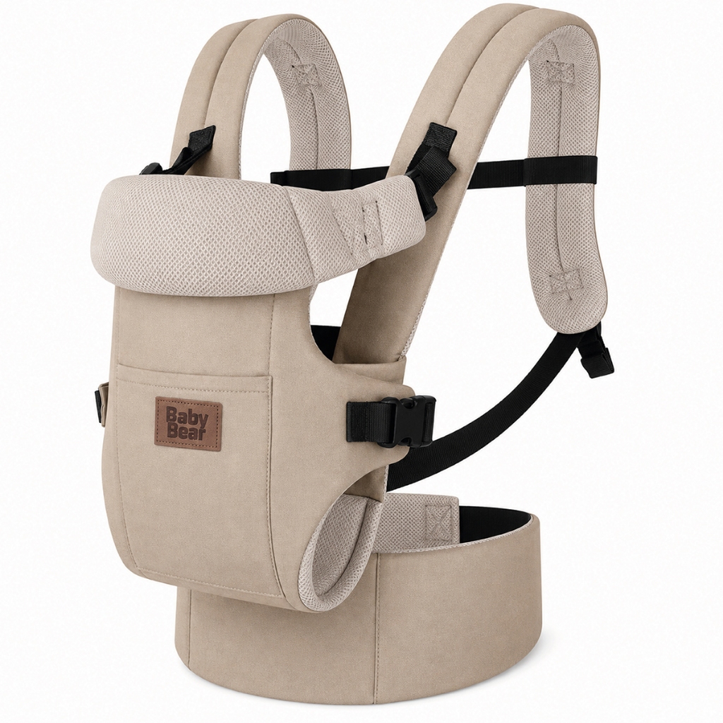 Canguru Bebê Ergonômico 4 em 1 Baby Bear Baby Carrier Supreme Comfort Até 25kg Cor Bege