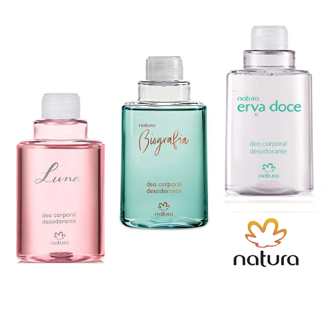 Refil Deo Corporal Natura Feminino Kit com 3 Fragrâncias