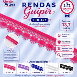 Renda Gupir CHL 428 - Tecido - 2 cm - Peça com 13,7 metros