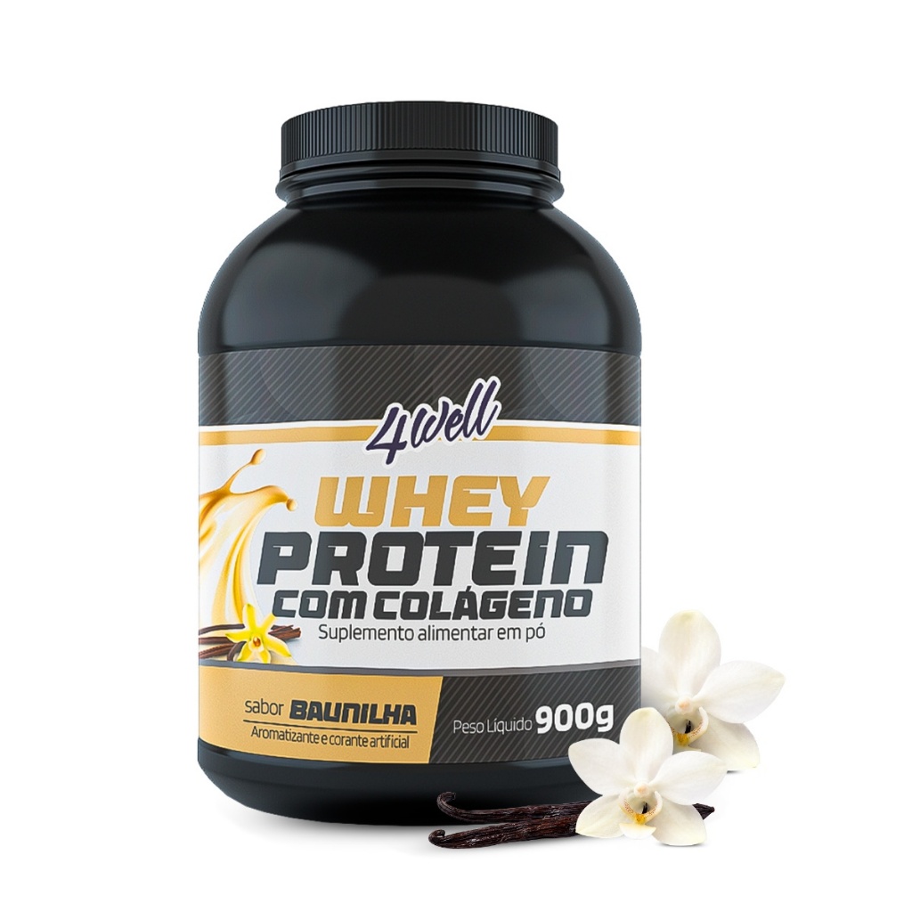 Whey Protein Proteína Do Soro Do Leite + Colágeno Hidrolisado 4Well 900g Pouch Com Dosador