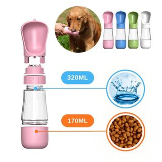 Bebedouro E Comedouro Portatil Pet Garrafa De Agua Para Cachorros E Gatos 2 Em 1