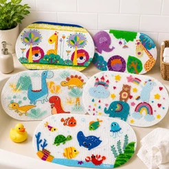 TAPETE DE BANHO ANTIDERRAPANTE BUBA INFANTIL BEBÊ COM VENTOSAS PARA BOX E BANHEIRA 69X39CM