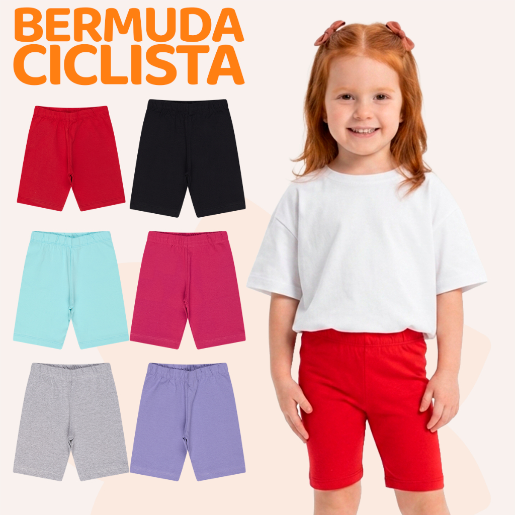 Kit 5 ou 3 Shorts Ciclista Menina Infantil Cotton Algodão