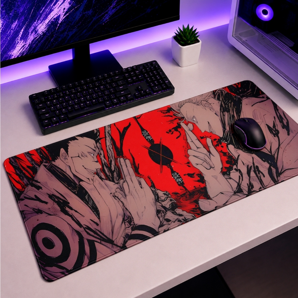 Mouse Pad Gamer gojo e sukuna  Espada 90x40 70x35 50X40 25x20 Anime Informática