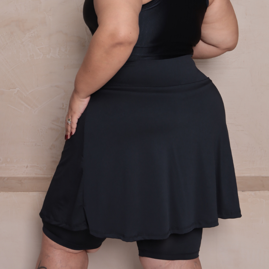 Kit 2 Bermuda com saia traçada Transpassada plus size e Slim do M ao G3 modesta academia treino caminhada fitness — imagem 2 de 2