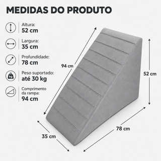 Rampa para Cachorro E Gato Escadinha Pet Shop Estofada Acesso Seguro E Antiderrapante Ração  - Trida Moveis