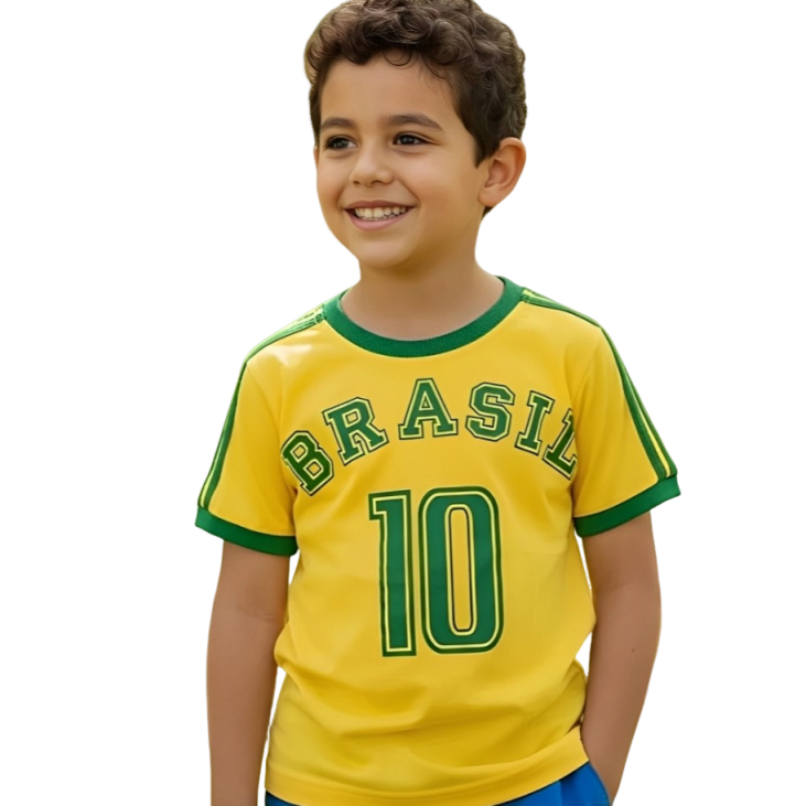 Camiseta infantil adulto algodao Selecao Brasileira Brasil jogo amistoso copa do mundo Promocao