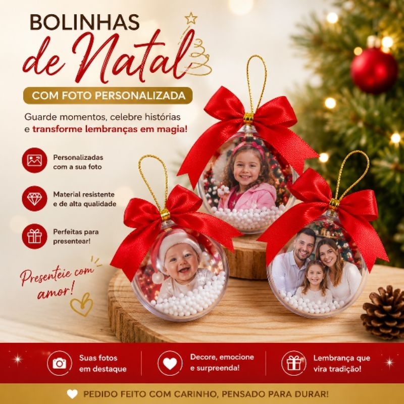 kit 10 esferas com foto - kit com 10 bolinhas de Natal com logan - kit bolas de Natal com foto ou logan tamanho 6,5cm
