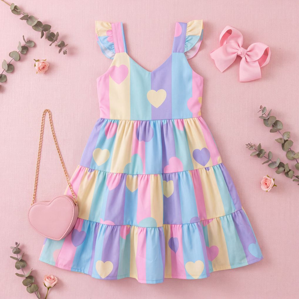 Vestido luxo moda infantil menina verão 2 ao 12 anos estampado moda Princesa