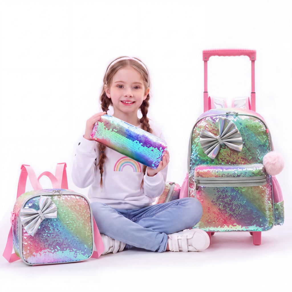 Kit Mochila Infantil Menina Impermeável Lancheira Termica Estojo Espaçosa