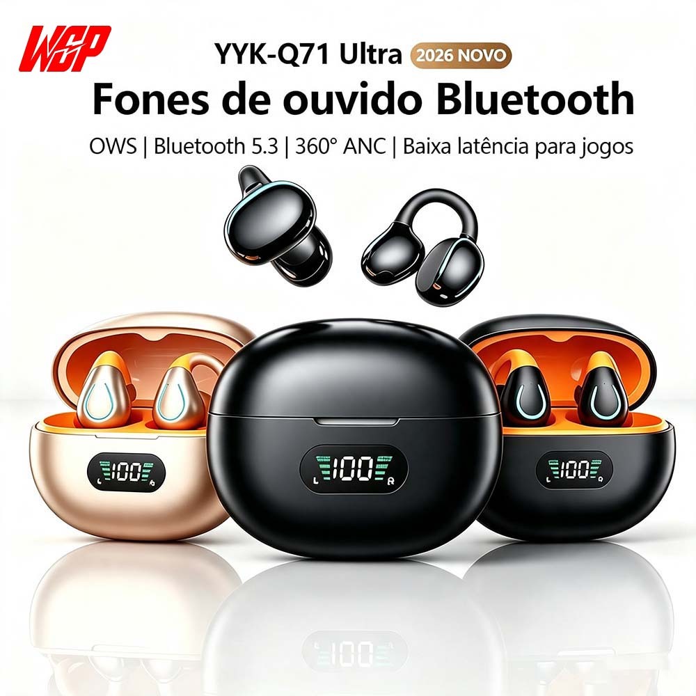 Imagem Fone Bluetooth Ouvido Clip Sem Inserir, Bluetooth 5.3, Som HD, Resistente ao Suor, Controle Inteligente, Longa Duração