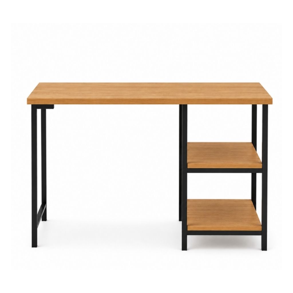 Escrivaninha Mesa para Computador 110cm  Home Office com Estante 2 Prateleiras Reversível