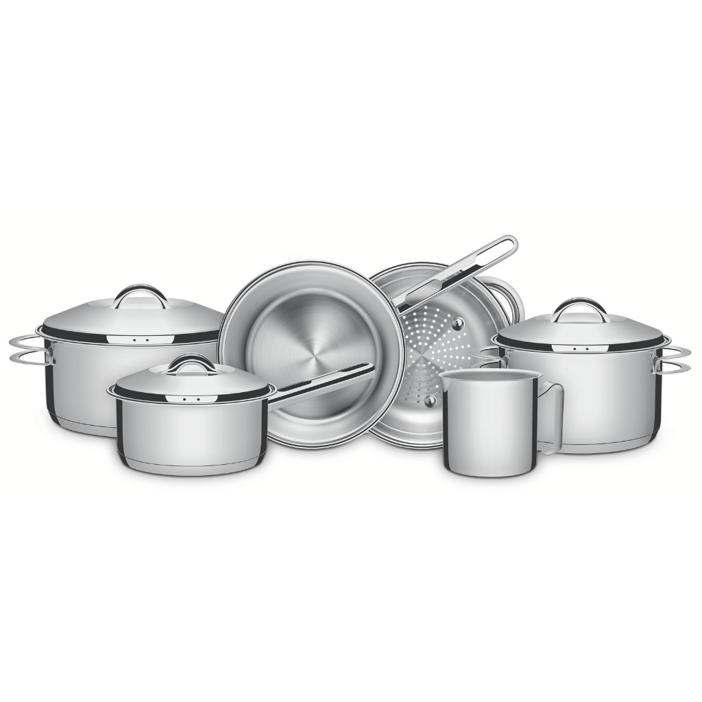 Jogo de Panelas Tramontina Solar Aço Inox 6 Peças -  Fundo Triplo com Indução