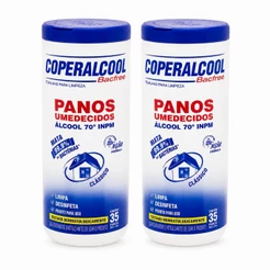 Kit 2 Panos Umedecidos Coperalcool Bacfree Álcool 70° INPM 35 Un Cada Limpa e Desinfeta