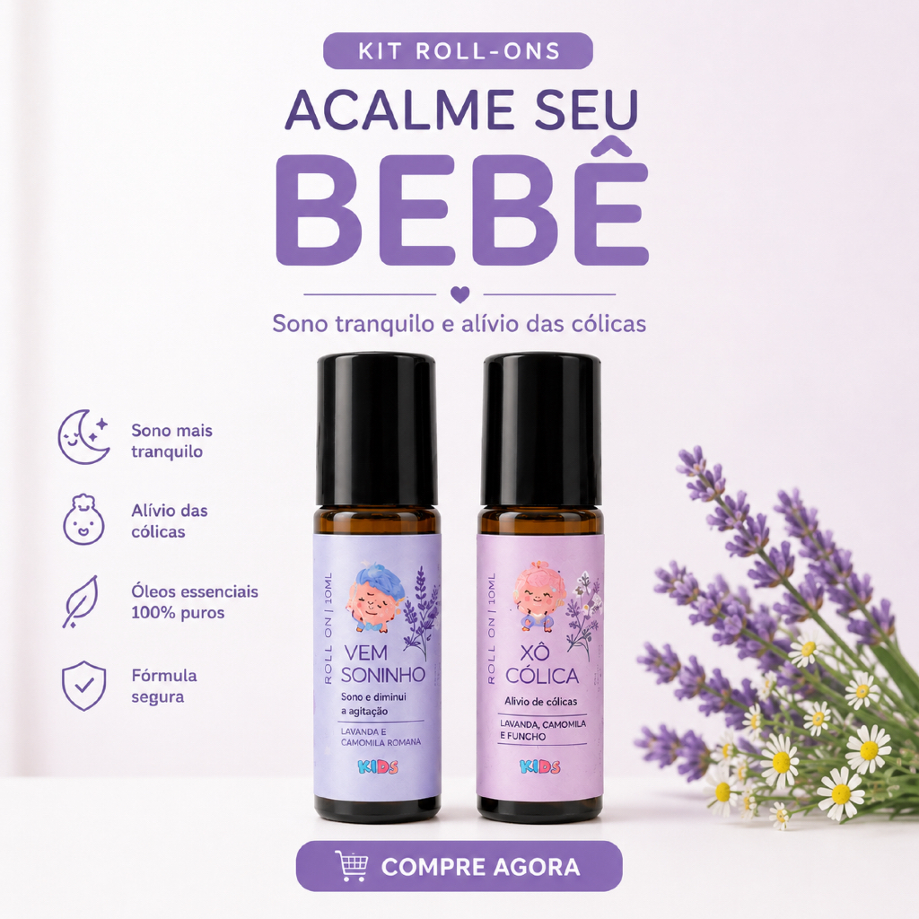 Kit Mais Vendidos Blend Roll-on de Óleo Essenciais Infantil Soninho + Xô Cólica Tropfen