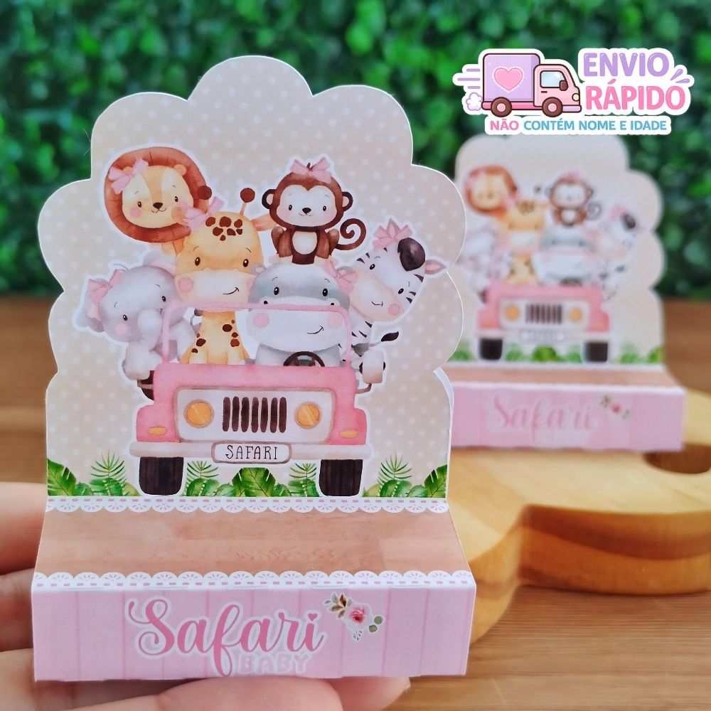 Porta Bis Duplo Safari Menina Lembrancinha para Festa Infantil e Aniversário Personalizado no Tema
