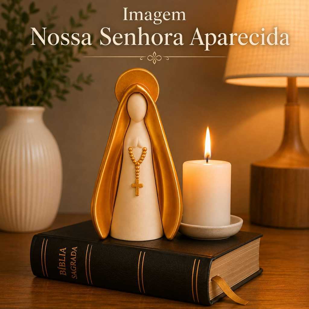 Nossa Senhora Aparecida Decorativa 13cm e 9 Cm | Santinha Imagem | Presente Batizado, Casamento e Decoração Religiosa