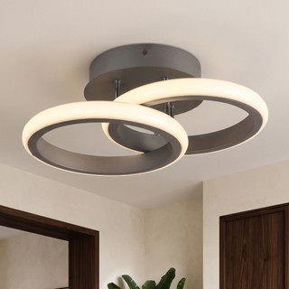 Luminaria Teto Pendente Led Plafon de Sobrepor Prateado Redonda 3 Cores para Quarto Sala Corredor Luminaria Teto Bancada