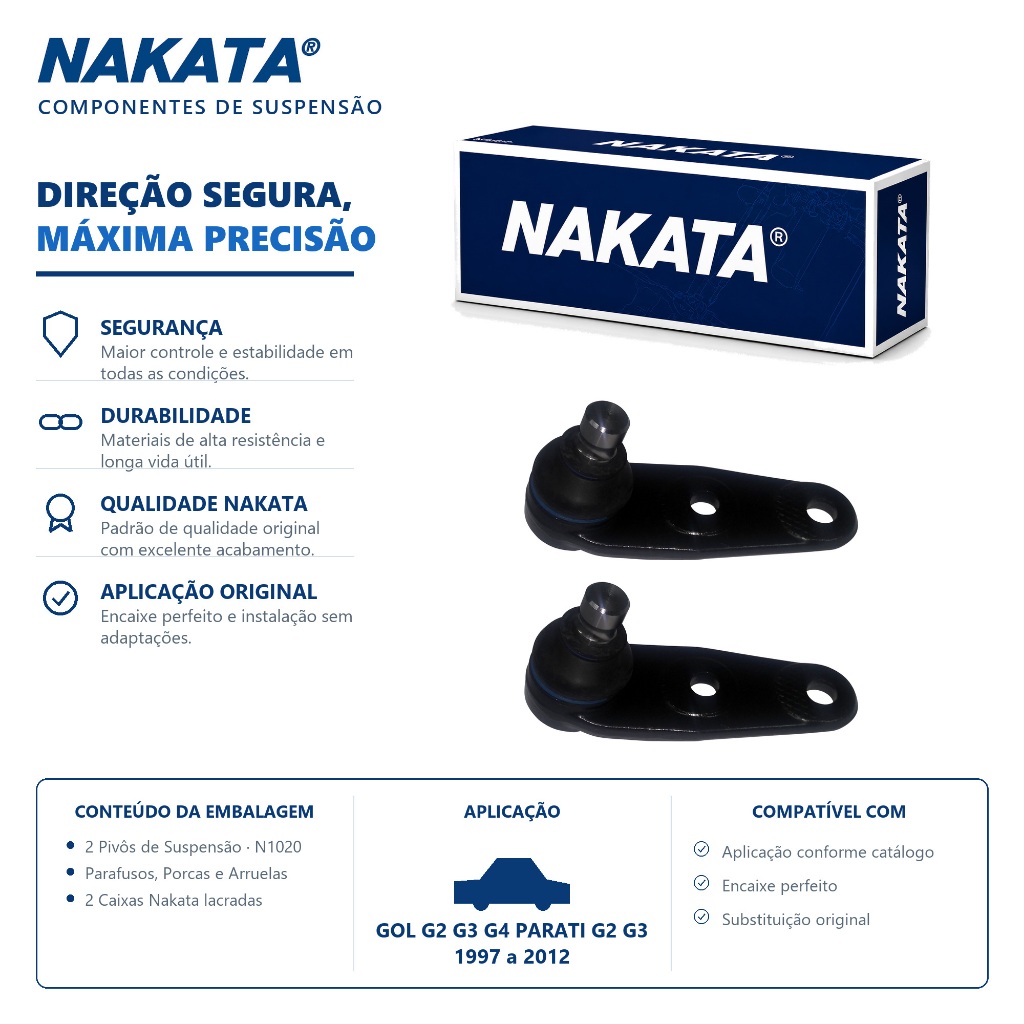 Par Pivo De Suspensão Inferior Gol G2 G3 G4 Parati G2 G3 G4 Saveiro G2 G3 G4 1997 -2012 Nakata N1020