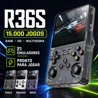 R36S Console Portátil Vídeo Game 15.000+ Jogos Linux Tela IPS 3.5 Polegadas 64GB