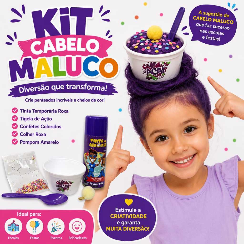 Cabelo Maluco Açai na tigela semana maluca dia da criança karol festas