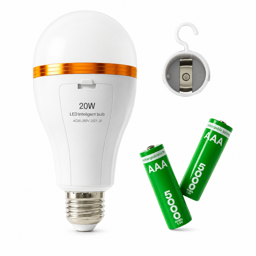 Lâmpada de Emergência LED 20W Bivolt Potente Funciona 4h e Liga Sozinha na Falta de Energia