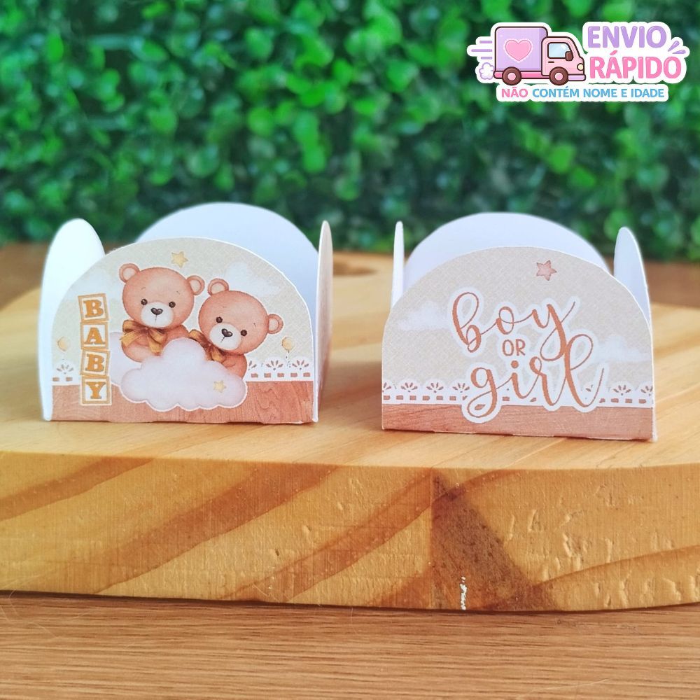 Chá Revelação URSINHO DOURADO Kit Forminhas 4 Pétalas Nº 6 para Doces e Brigadeiros de Festa de Aniversário